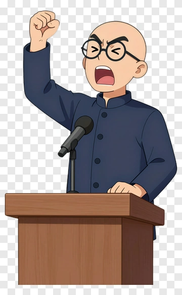 Cartoon Speaker Giving A Speech At A Podium PNG