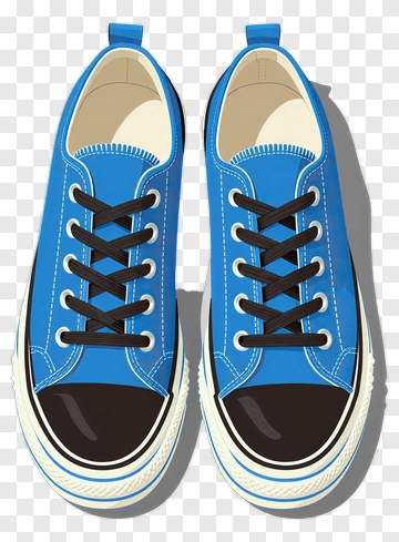 Blue Sneakers With Black Accents PNG