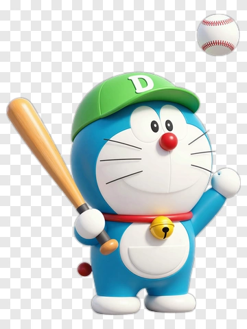 Doraemon Holding A Baseball Bat PNG