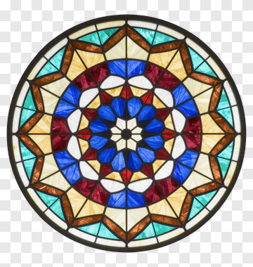 Colorful Stained Glass Window Design PNG