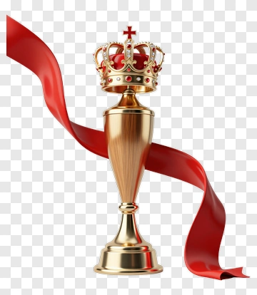 Golden Trophy With Red Ribbon PNG