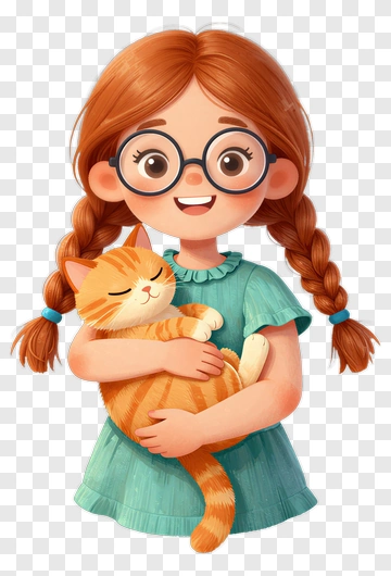 Girl Holding A Cat PNG