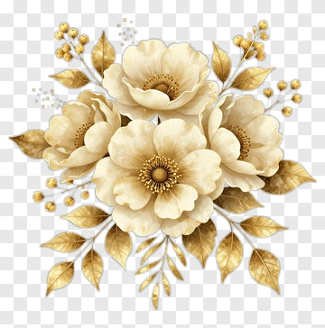 Elegant Floral Arrangement With Golden Accents PNG