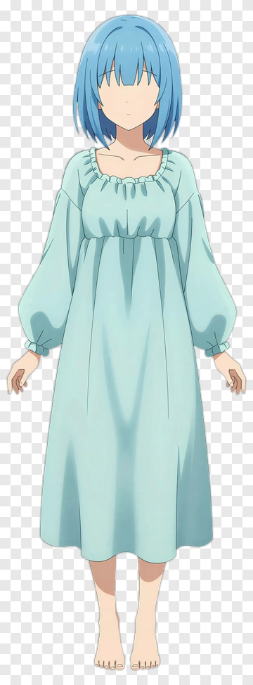 Anime Character In A Light Blue Dress PNG