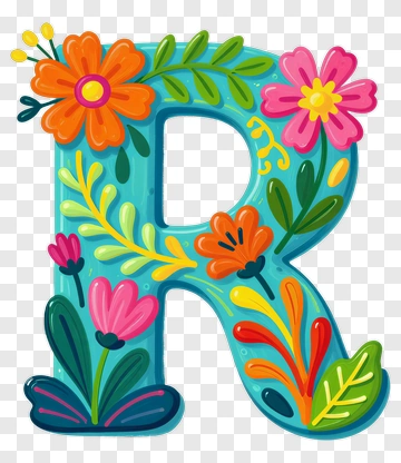 Colorful Floral Letter R PNG