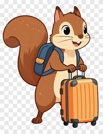 Cartoon Squirrel Carrying A Suitcase PNG