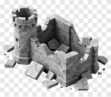 3D Ruined Castle Structure PNG