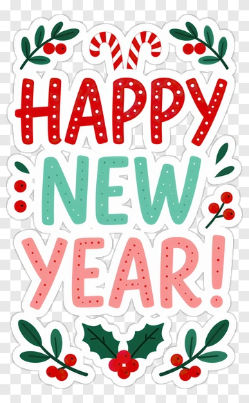 Happy New Year Greeting Card Design PNG