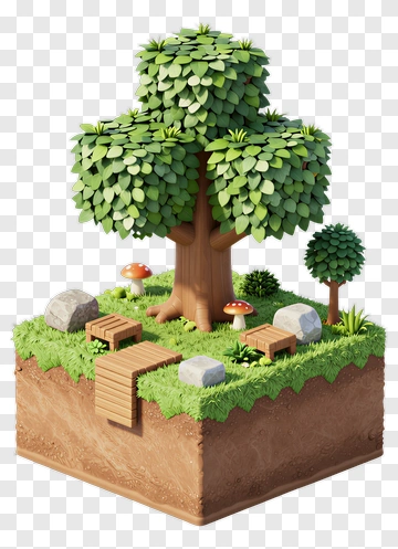 3D Tree In A Garden Environment PNG