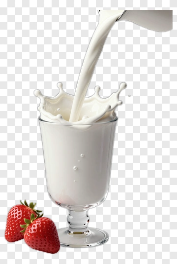 Milk Splashing Into A Glass With Strawberries PNG