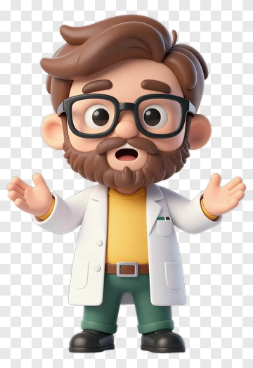 Cartoon Scientist Gesturing PNG