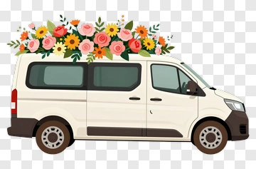 Flower Decorated Van PNG