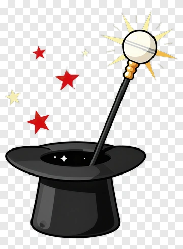 Magic Hat With Wand And Stars PNG
