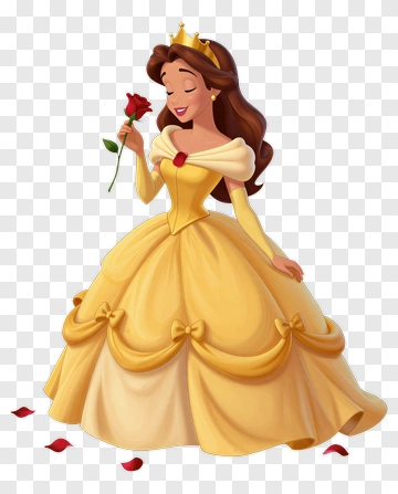 Cartoon Princess Holding A Red Rose PNG