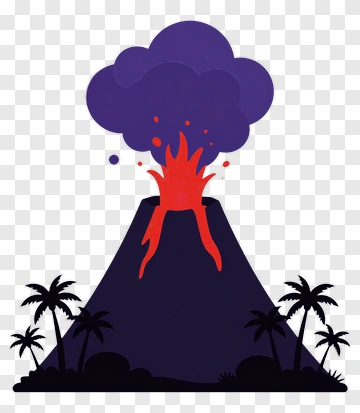 Cartoon Volcano Erupting With Smoke And Lava PNG