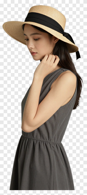 Woman Wearing A Straw Hat PNG