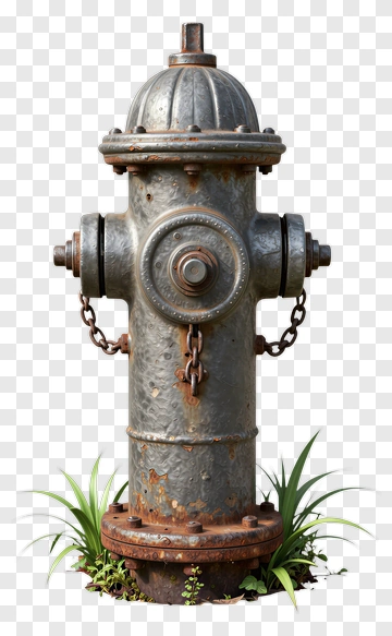 Rusty Fire Hydrant Surrounded By Grass PNG