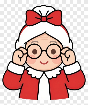 Cartoon Mrs. Claus Adjusting Glasses PNG