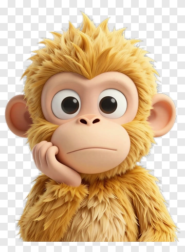 Cartoon Monkey Thinking PNG