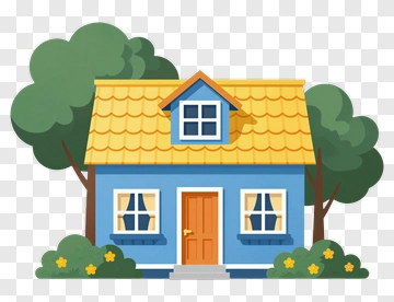 Cartoon House Surrounded By Trees PNG