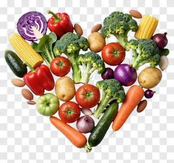 Heart-Shaped Arrangement Of Fresh Vegetables PNG
