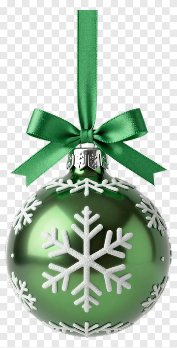 Green Christmas Ornament With Snowflake Design PNG