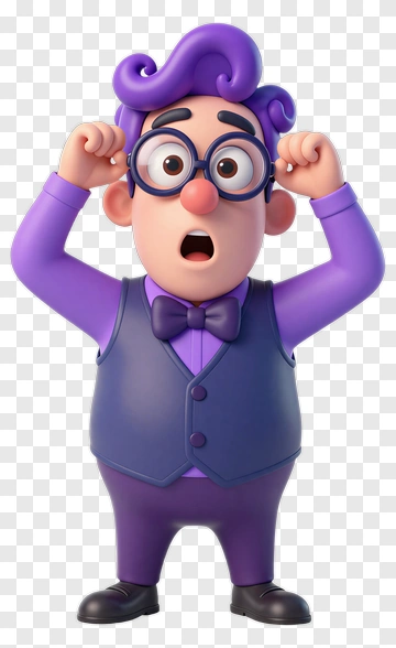 Surprised Cartoon Man In Purple Attire PNG
