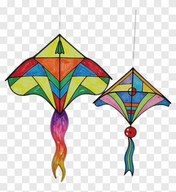 Colorful Kites With Geometric Patterns PNG