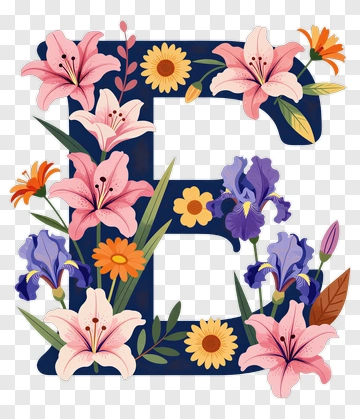 Floral Letter E Decoration PNG