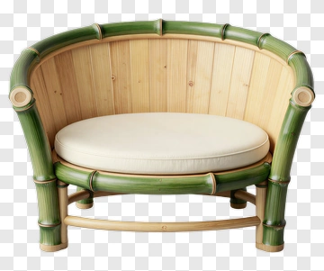 Bamboo Chair With Cushioned Seat PNG