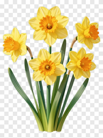 Colorful Daffodil Flowers PNG