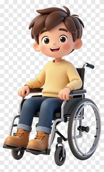 3D Boy In Wheelchair Smiling PNG