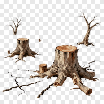 Tree Stumps In A Cracked Ground Environment PNG