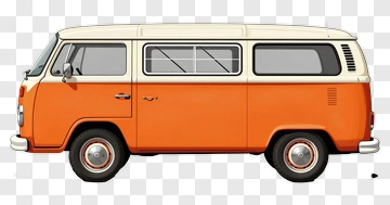 Vintage Orange Volkswagen Van PNG