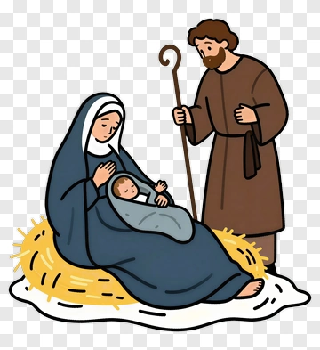 Nativity Scene With Mary, Joseph, And Baby Jesus PNG