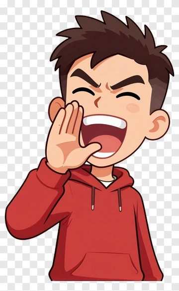 Cartoon Boy Yelling PNG