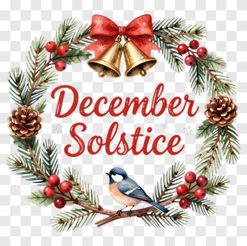 December Solstice Wreath With Bird PNG