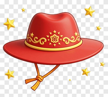 Cartoon Red Hat With Stars PNG