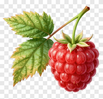 Raspberry With Leaf PNG