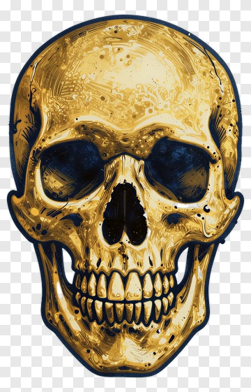 Golden Skull Illustration PNG