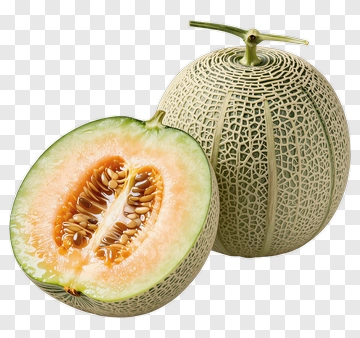 Melon With Intricate Skin And Exposed Flesh PNG