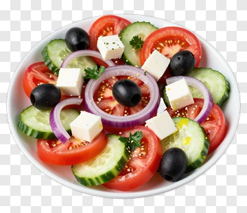 Fresh Greek Salad With Tomatoes, Cucumbers, And Feta Cheese PNG