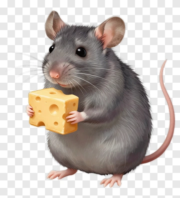 Cartoon Mouse Holding Cheese PNG