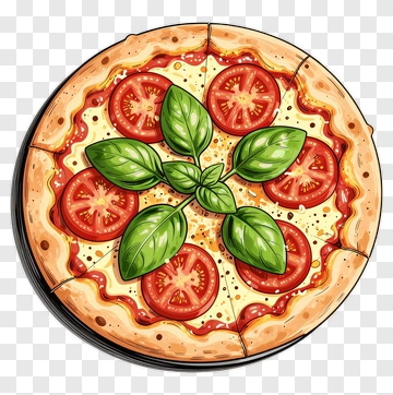Pizza With Tomato And Basil PNG