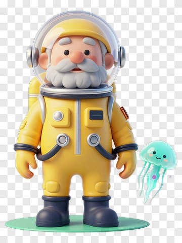 3D Astronaut With Jellyfish PNG