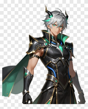 Fantasy Character In Armor With Silver Hair PNG