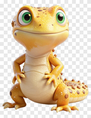 3D Cartoon Gecko Character PNG
