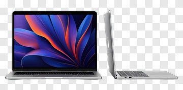 Laptop With Colorful Screen Display PNG