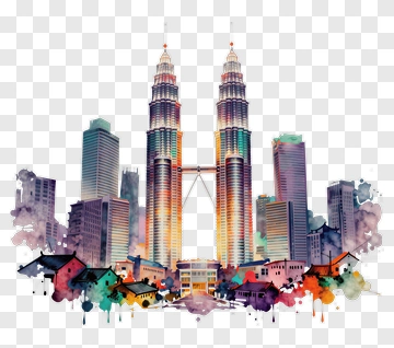 Colorful Cityscape With Petronas Towers PNG