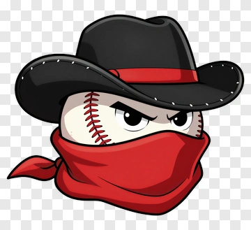 Cartoon Baseball Character Wearing A Cowboy Hat PNG